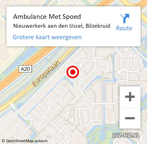 Locatie op kaart van de 112 melding: Ambulance Met Spoed Naar Nieuwerkerk aan den IJssel, Bilzekruid op 9 oktober 2022 08:41