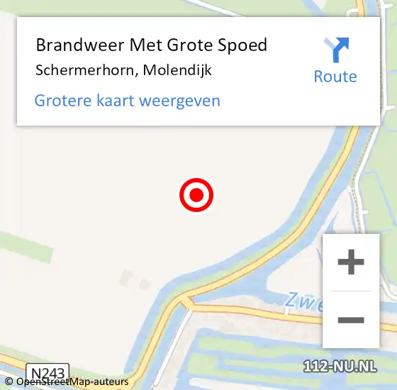 Locatie op kaart van de 112 melding: Brandweer Met Grote Spoed Naar Schermerhorn, Molendijk op 9 oktober 2022 08:52