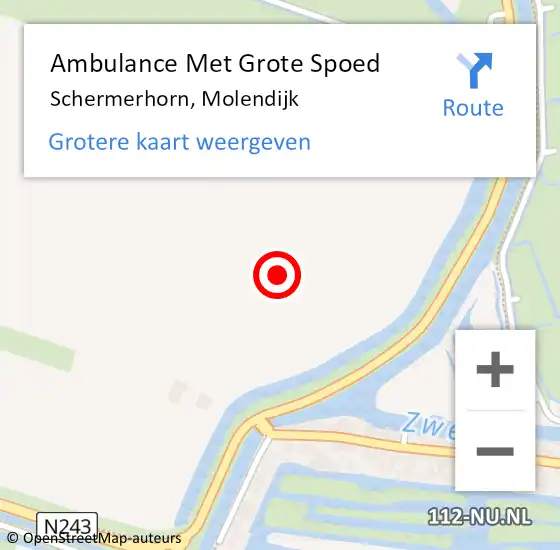 Locatie op kaart van de 112 melding: Ambulance Met Grote Spoed Naar Schermerhorn, Molendijk op 9 oktober 2022 08:52