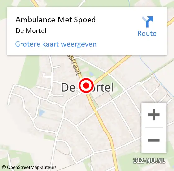 Locatie op kaart van de 112 melding: Ambulance Met Spoed Naar De Mortel op 9 oktober 2022 09:00