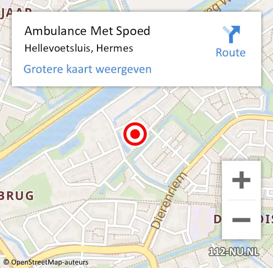 Locatie op kaart van de 112 melding: Ambulance Met Spoed Naar Hellevoetsluis, Hermes op 9 oktober 2022 09:12