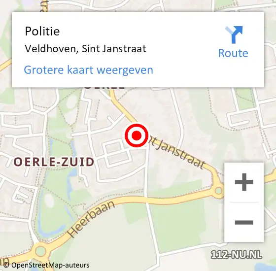 Locatie op kaart van de 112 melding: Politie Veldhoven, Sint Janstraat op 9 oktober 2022 09:44