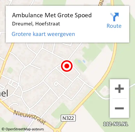 Locatie op kaart van de 112 melding: Ambulance Met Grote Spoed Naar Dreumel, Hoefstraat op 9 oktober 2022 09:48