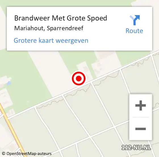 Locatie op kaart van de 112 melding: Brandweer Met Grote Spoed Naar Mariahout, Sparrendreef op 9 oktober 2022 10:22