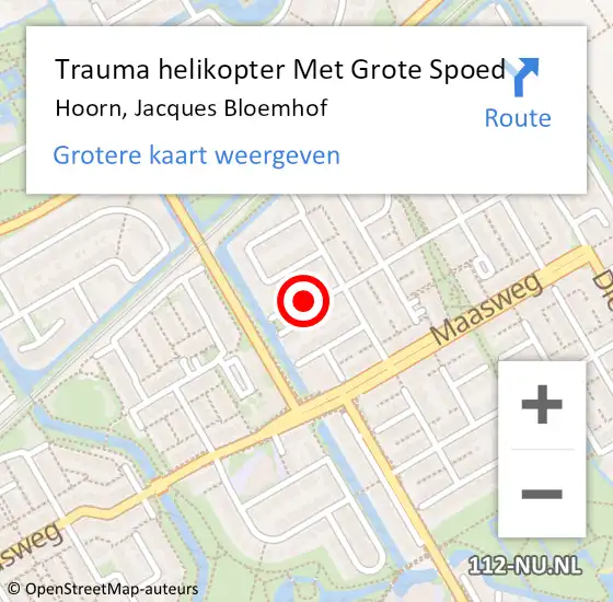 Locatie op kaart van de 112 melding: Trauma helikopter Met Grote Spoed Naar Hoorn, Jacques Bloemhof op 9 oktober 2022 10:25