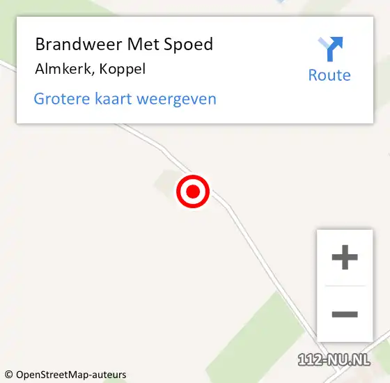 Locatie op kaart van de 112 melding: Brandweer Met Spoed Naar Almkerk, Koppel op 9 oktober 2022 10:26