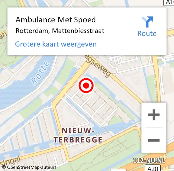Locatie op kaart van de 112 melding: Ambulance Met Spoed Naar Rotterdam, Mattenbiesstraat op 9 oktober 2022 10:33