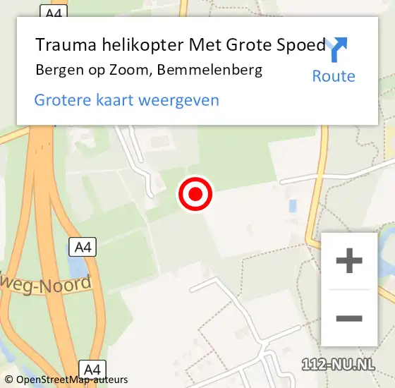 Locatie op kaart van de 112 melding: Trauma helikopter Met Grote Spoed Naar Bergen op Zoom, Bemmelenberg op 9 oktober 2022 11:59