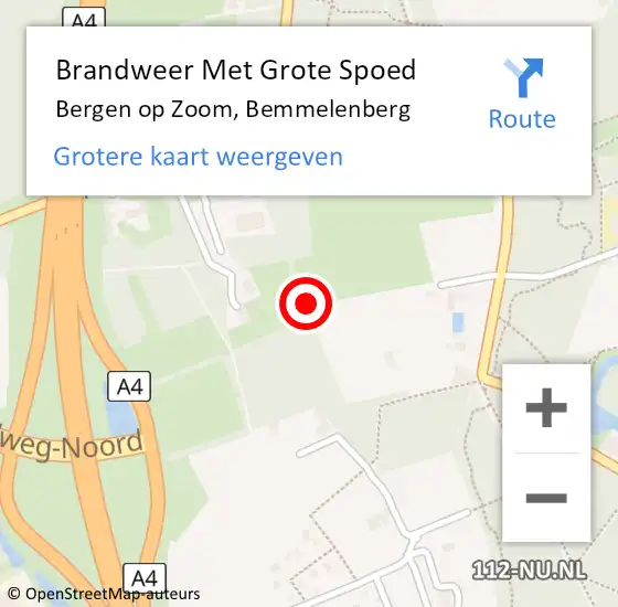 Locatie op kaart van de 112 melding: Brandweer Met Grote Spoed Naar Bergen op Zoom, Bemmelenberg op 9 oktober 2022 11:59