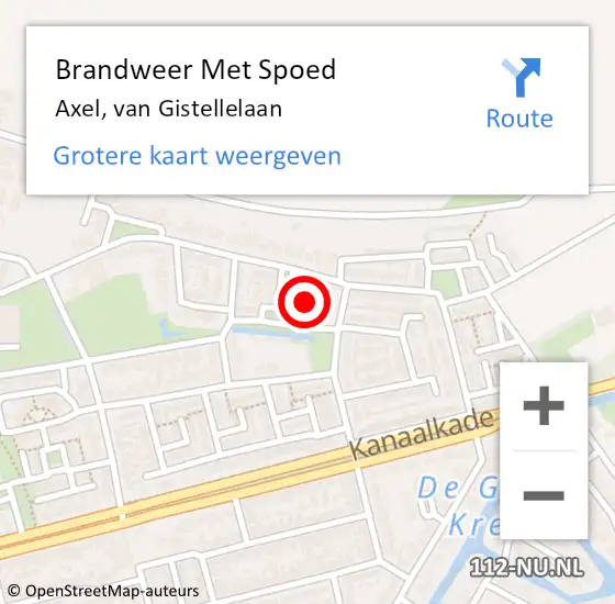 Locatie op kaart van de 112 melding: Brandweer Met Spoed Naar Axel, van Gistellelaan op 9 oktober 2022 12:08