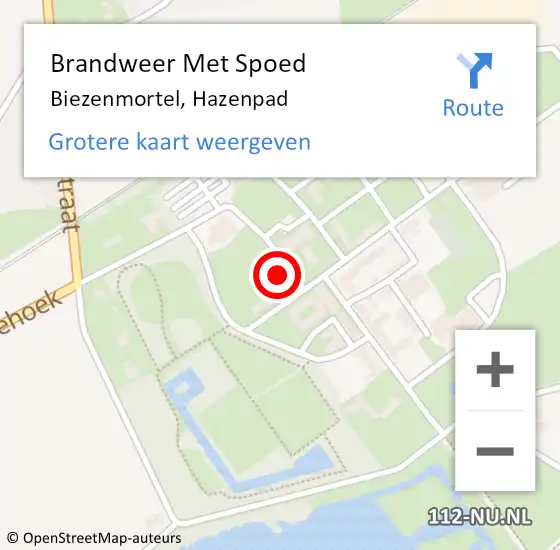 Locatie op kaart van de 112 melding: Brandweer Met Spoed Naar Biezenmortel, Hazenpad op 9 oktober 2022 12:10