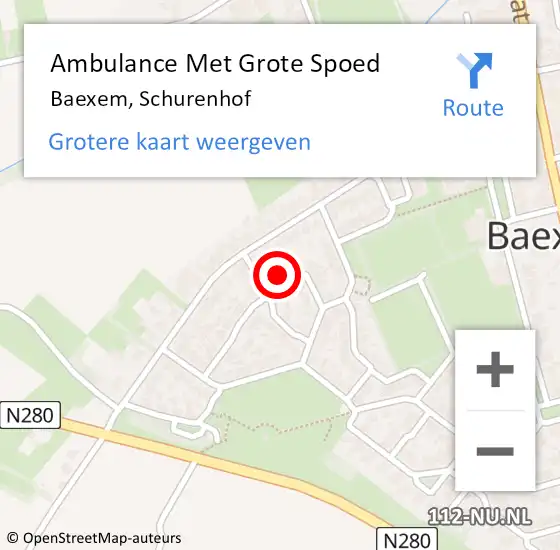 Locatie op kaart van de 112 melding: Ambulance Met Grote Spoed Naar Baexem, Schurenhof op 9 oktober 2022 12:18