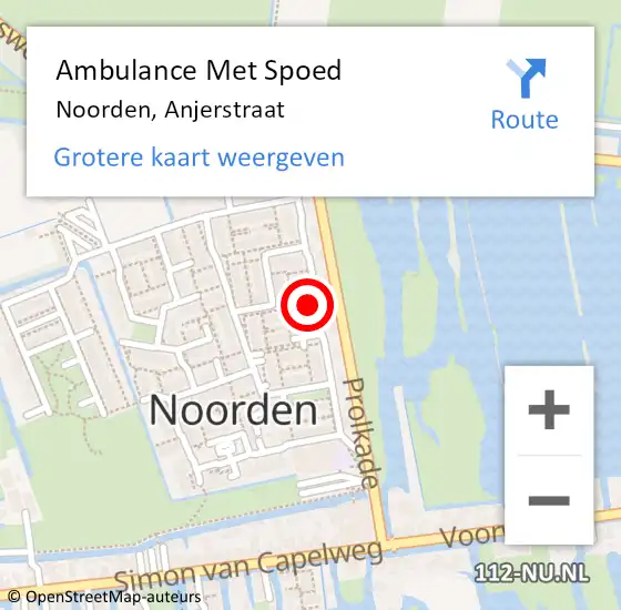 Locatie op kaart van de 112 melding: Ambulance Met Spoed Naar Noorden, Anjerstraat op 9 oktober 2022 12:40