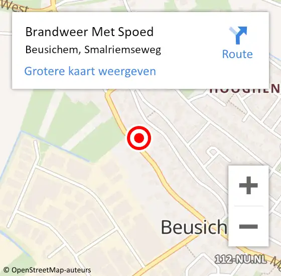 Locatie op kaart van de 112 melding: Brandweer Met Spoed Naar Beusichem, Smalriemseweg op 9 oktober 2022 12:45