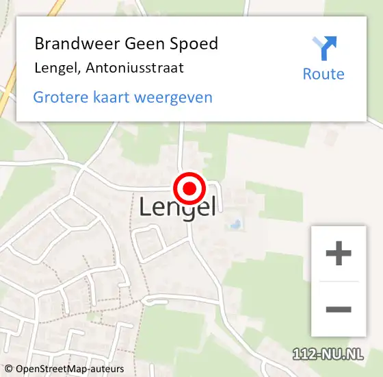 Locatie op kaart van de 112 melding: Brandweer Geen Spoed Naar Lengel, Antoniusstraat op 9 oktober 2022 12:49