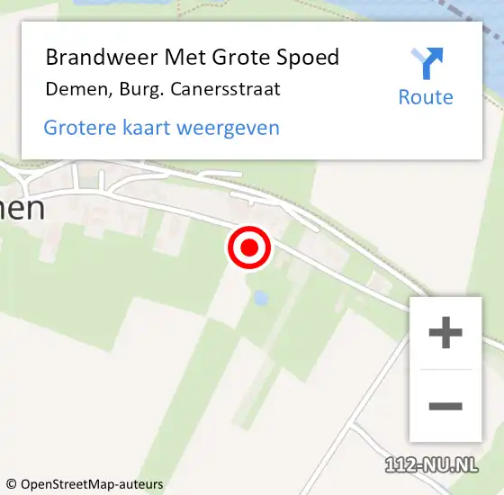 Locatie op kaart van de 112 melding: Brandweer Met Grote Spoed Naar Demen, Burg. Canersstraat op 9 oktober 2022 12:53