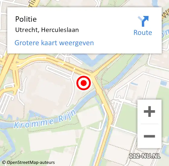 Locatie op kaart van de 112 melding: Politie Utrecht, Herculeslaan op 9 oktober 2022 13:06