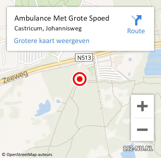 Locatie op kaart van de 112 melding: Ambulance Met Grote Spoed Naar Castricum, Johannisweg op 9 oktober 2022 13:21