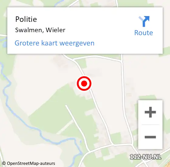 Locatie op kaart van de 112 melding: Politie Swalmen, Wieler op 9 oktober 2022 13:30