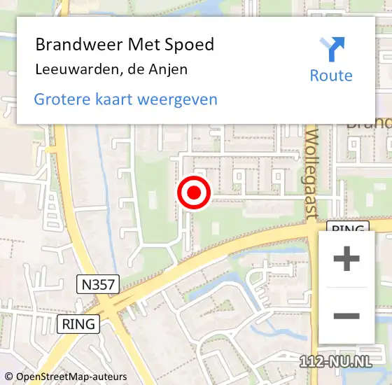 Locatie op kaart van de 112 melding: Brandweer Met Spoed Naar Leeuwarden, de Anjen op 9 oktober 2022 13:36