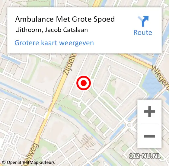 Locatie op kaart van de 112 melding: Ambulance Met Grote Spoed Naar Uithoorn, Jacob Catslaan op 9 oktober 2022 13:48