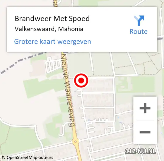 Locatie op kaart van de 112 melding: Brandweer Met Spoed Naar Valkenswaard, Mahonia op 9 oktober 2022 13:52