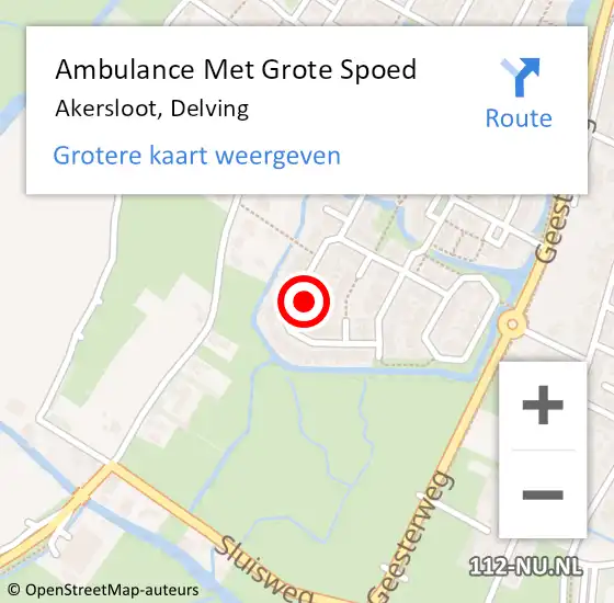 Locatie op kaart van de 112 melding: Ambulance Met Grote Spoed Naar Akersloot, Delving op 9 oktober 2022 14:16