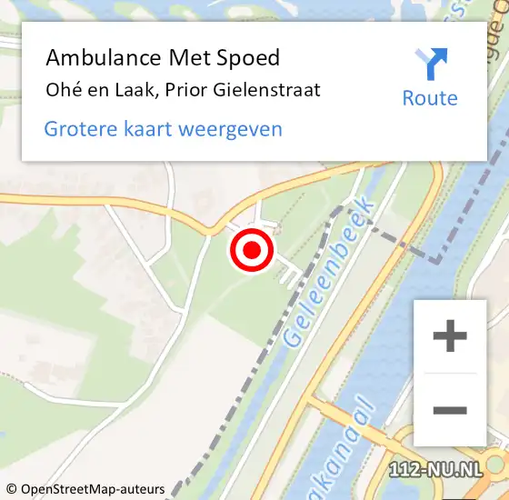 Locatie op kaart van de 112 melding: Ambulance Met Spoed Naar Ohé en Laak, Prior Gielenstraat op 9 oktober 2022 14:27