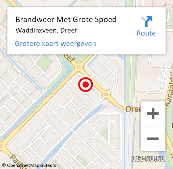 Locatie op kaart van de 112 melding: Brandweer Met Grote Spoed Naar Waddinxveen, Dreef op 9 oktober 2022 14:28