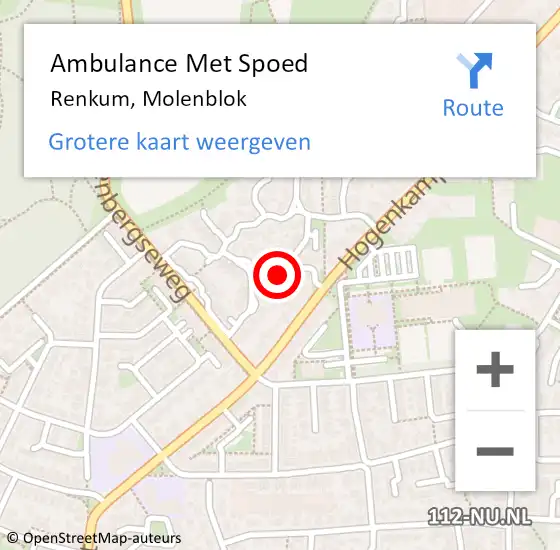 Locatie op kaart van de 112 melding: Ambulance Met Spoed Naar Renkum, Molenblok op 9 oktober 2022 14:28