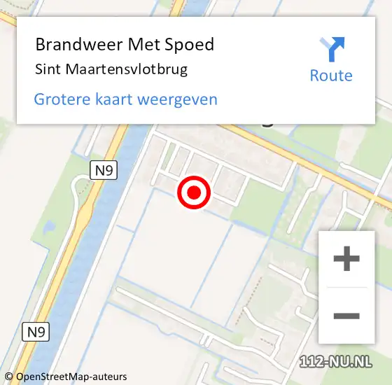 Locatie op kaart van de 112 melding: Brandweer Met Spoed Naar Sint Maartensvlotbrug op 31 juli 2014 22:31