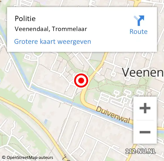 Locatie op kaart van de 112 melding: Politie Veenendaal, Trommelaar op 9 oktober 2022 14:35