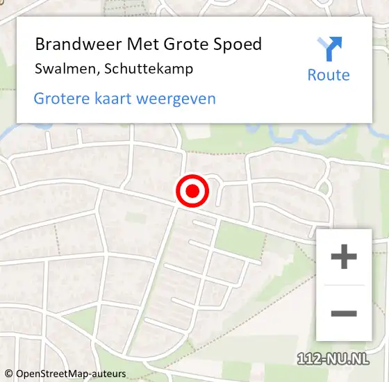 Locatie op kaart van de 112 melding: Brandweer Met Grote Spoed Naar Swalmen, Schuttekamp op 9 oktober 2022 14:55