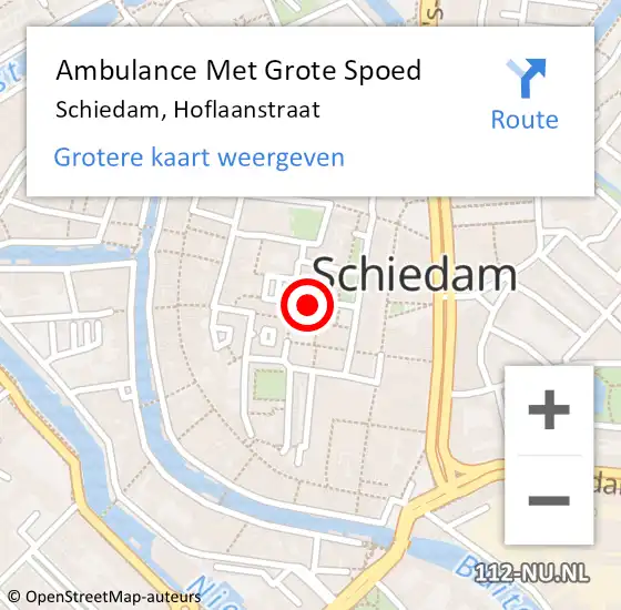 Locatie op kaart van de 112 melding: Ambulance Met Grote Spoed Naar Schiedam, Hoflaanstraat op 9 oktober 2022 15:00