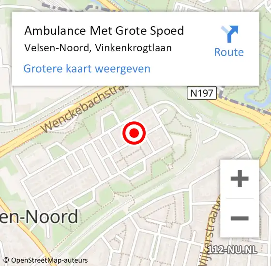 Locatie op kaart van de 112 melding: Ambulance Met Grote Spoed Naar Velsen-Noord, Vinkenkrogtlaan op 9 oktober 2022 15:09