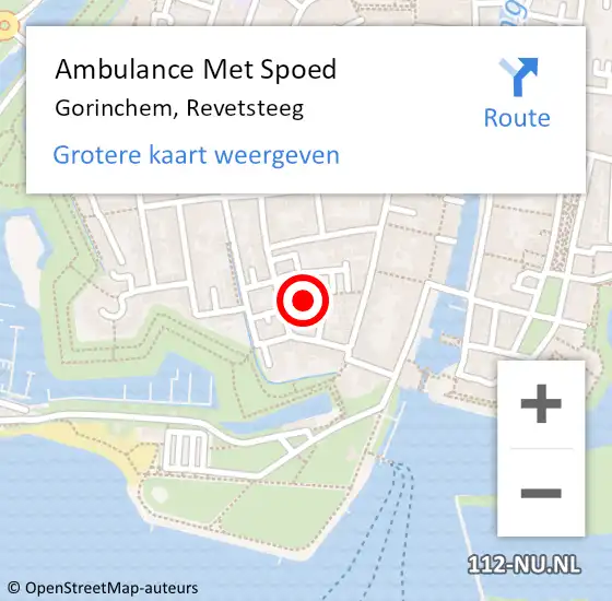 Locatie op kaart van de 112 melding: Ambulance Met Spoed Naar Gorinchem, Revetsteeg op 9 oktober 2022 15:17