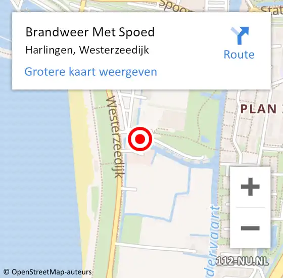 Locatie op kaart van de 112 melding: Brandweer Met Spoed Naar Harlingen, Westerzeedijk op 9 oktober 2022 15:29