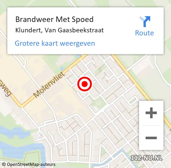 Locatie op kaart van de 112 melding: Brandweer Met Spoed Naar Klundert, Van Gaasbeekstraat op 9 oktober 2022 15:48