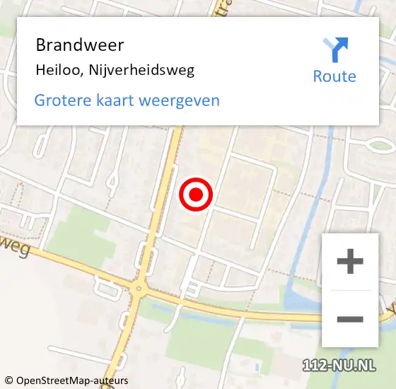 Locatie op kaart van de 112 melding: Brandweer Heiloo, Nijverheidsweg op 9 oktober 2022 15:49