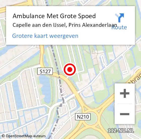 Locatie op kaart van de 112 melding: Ambulance Met Grote Spoed Naar Capelle aan den IJssel, Prins Alexanderlaan op 9 oktober 2022 15:53