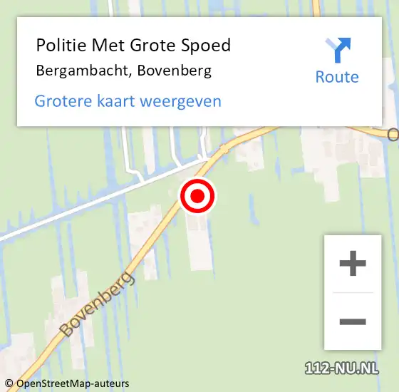 Locatie op kaart van de 112 melding: Politie Met Grote Spoed Naar Bergambacht, Bovenberg op 9 oktober 2022 16:04
