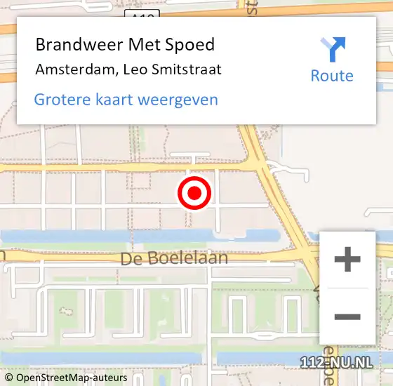 Locatie op kaart van de 112 melding: Brandweer Met Spoed Naar Amsterdam, Leo Smitstraat op 9 oktober 2022 16:16
