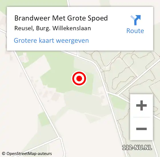 Locatie op kaart van de 112 melding: Brandweer Met Grote Spoed Naar Reusel, Burg. Willekenslaan op 9 oktober 2022 16:29