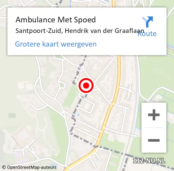 Locatie op kaart van de 112 melding: Ambulance Met Spoed Naar Santpoort-Zuid, Hendrik van der Graaflaan op 9 oktober 2022 16:32