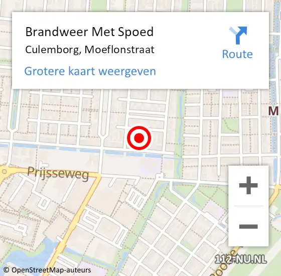 Locatie op kaart van de 112 melding: Brandweer Met Spoed Naar Culemborg, Moeflonstraat op 9 oktober 2022 16:42