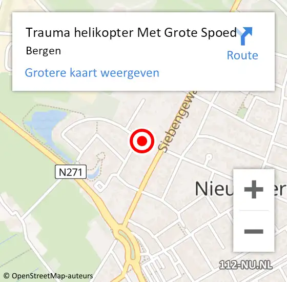 Locatie op kaart van de 112 melding: Trauma helikopter Met Grote Spoed Naar Bergen op 9 oktober 2022 16:45