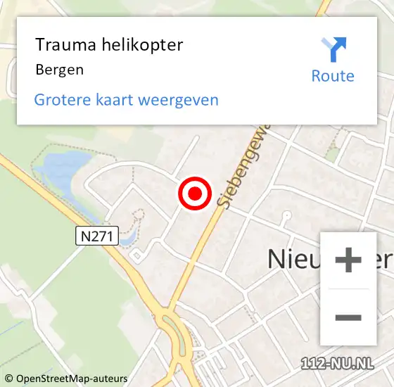 Locatie op kaart van de 112 melding: Trauma helikopter Bergen op 9 oktober 2022 16:57