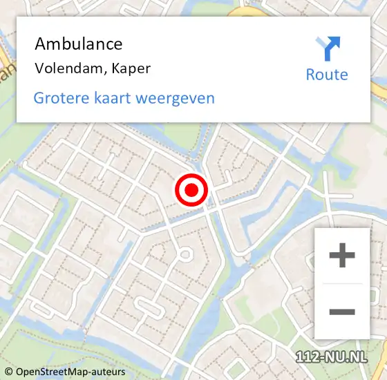 Locatie op kaart van de 112 melding: Ambulance Volendam, Kaper op 9 oktober 2022 17:04