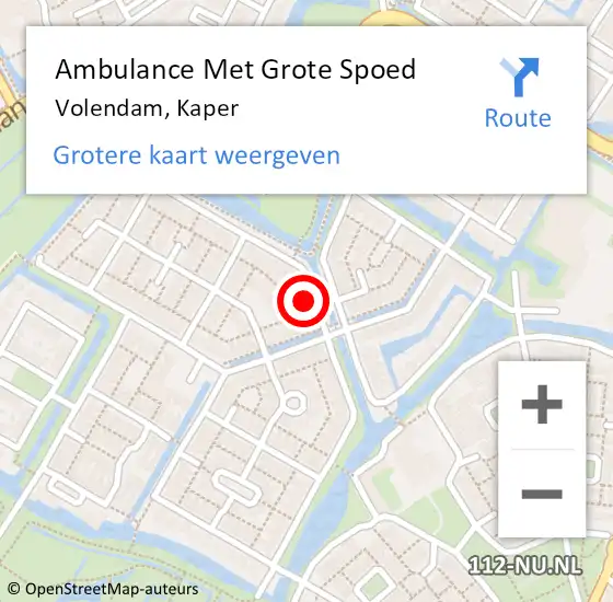 Locatie op kaart van de 112 melding: Ambulance Met Grote Spoed Naar Volendam, Kaper op 9 oktober 2022 17:04