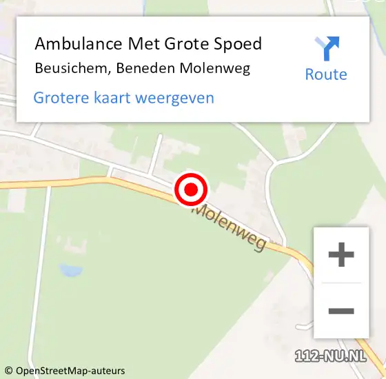 Locatie op kaart van de 112 melding: Ambulance Met Grote Spoed Naar Beusichem, Beneden Molenweg op 9 oktober 2022 17:06